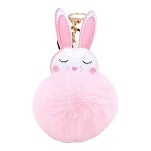 BUNNY POM POM KEYCHAIN IN PINK